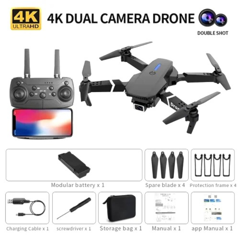 Мини-дрон E88 с камерой, склад – обзор и цена Drone Kit Tricopter